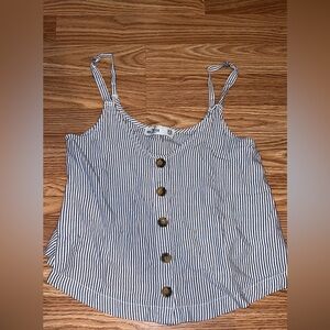 Hollister Navy and White Striped Tank with Buttons